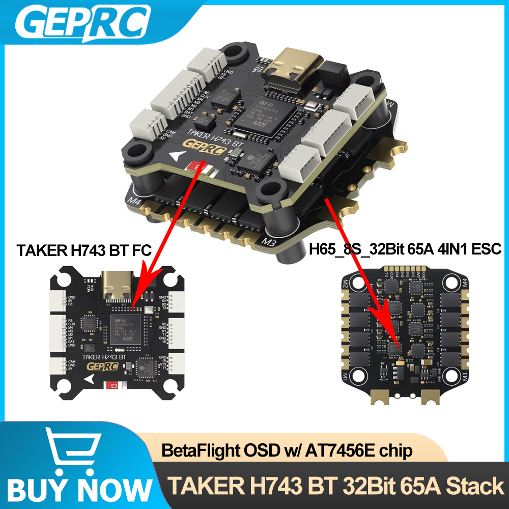 Geprc taker h743 bt 32bit 65a  - Drone Racing Esc avaliação e preço